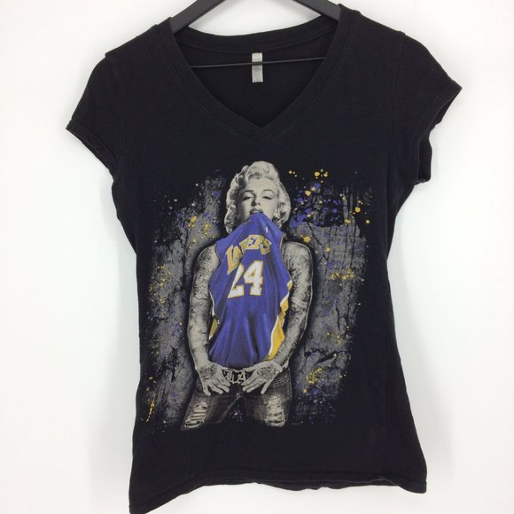 Kobe Tops - Marilyn Monroe Kobe Bryant Lakers 24 Black T-Shirt
